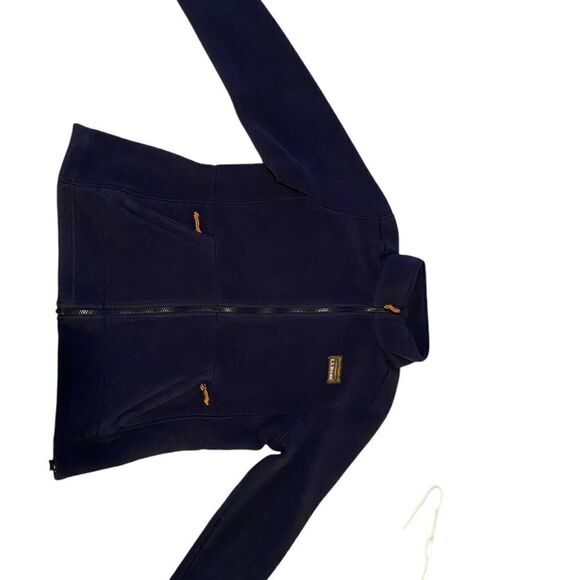 L.L.Bean Navy Blue Fleece Jacket with Leather Trim Full Zip Outdoor Casual Coat - Picture 6 of 8